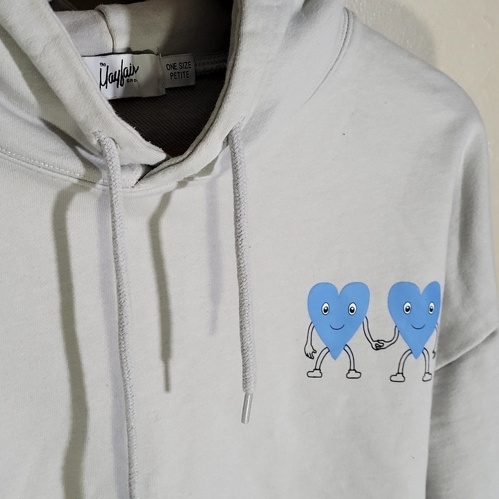 Oversized White Hoodie with Blue Graphic Text - Picture 8 of 9